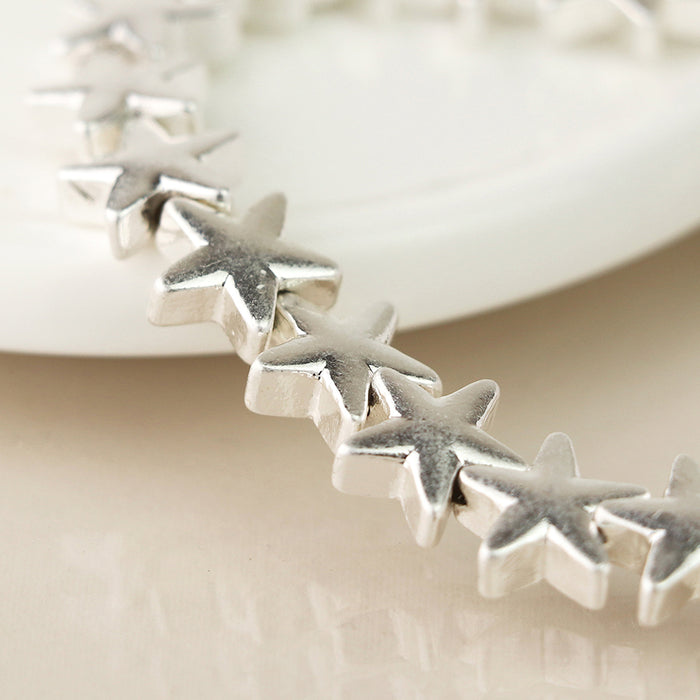 Silver Plated Worn Stars Stretch Bracelet