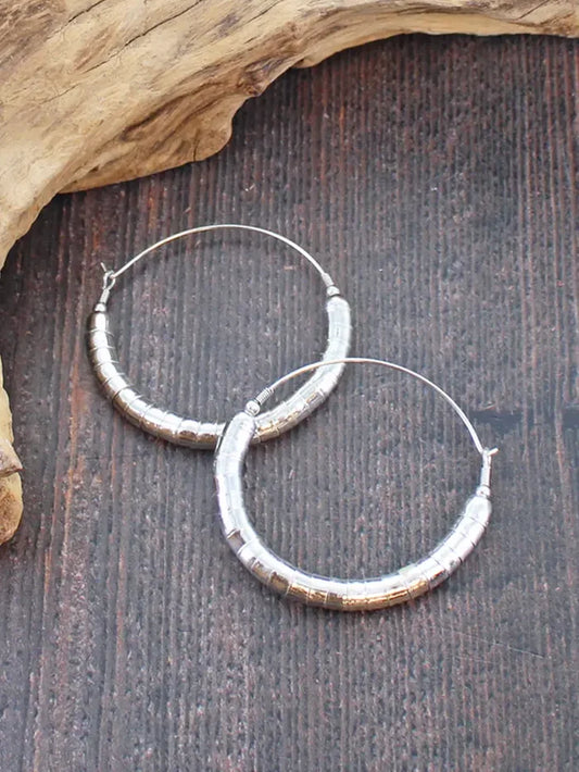 Snake Hoop Earrings Silver