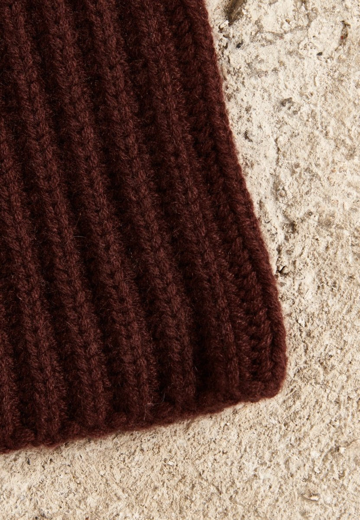 Écharpe cachemire 12 fils marron femme - UNI 18