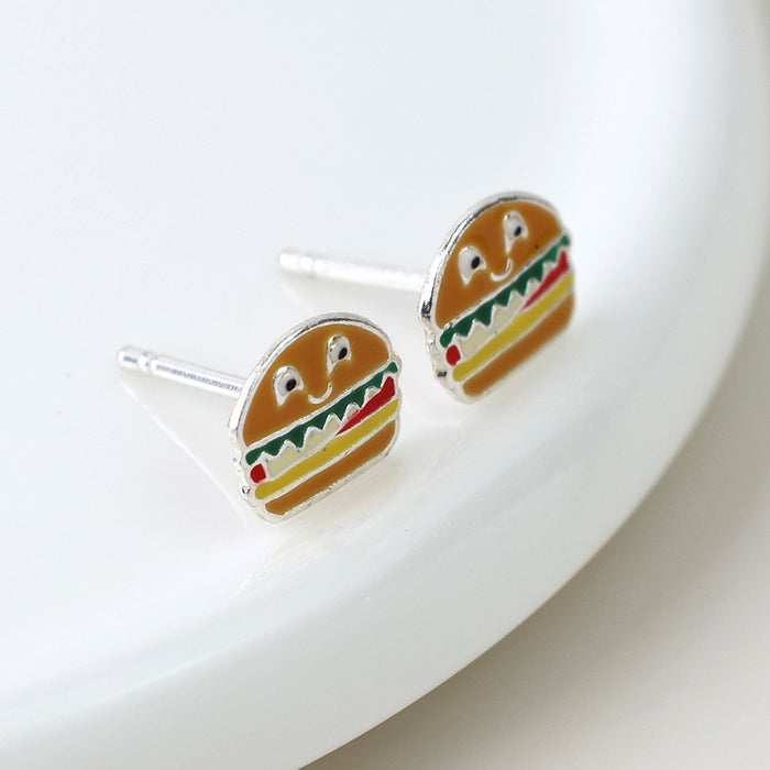 Sterling Silver Burger Studs