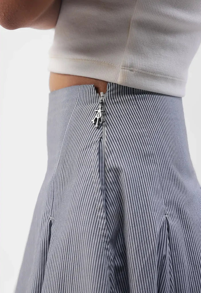 Striped Pleated Skirt