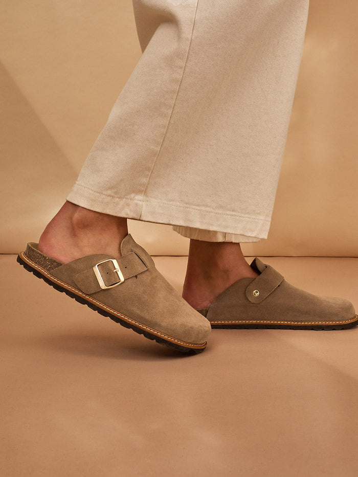 Suede Welt Detail Clogs