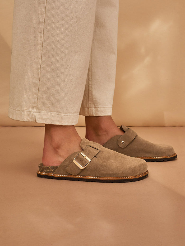 Suede Welt Detail Clogs