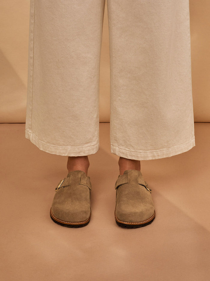 Suede Welt Detail Clogs