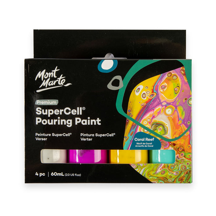 SuperCell Pouring Paint Set Premium 4pc x 60ml - Coral Reef