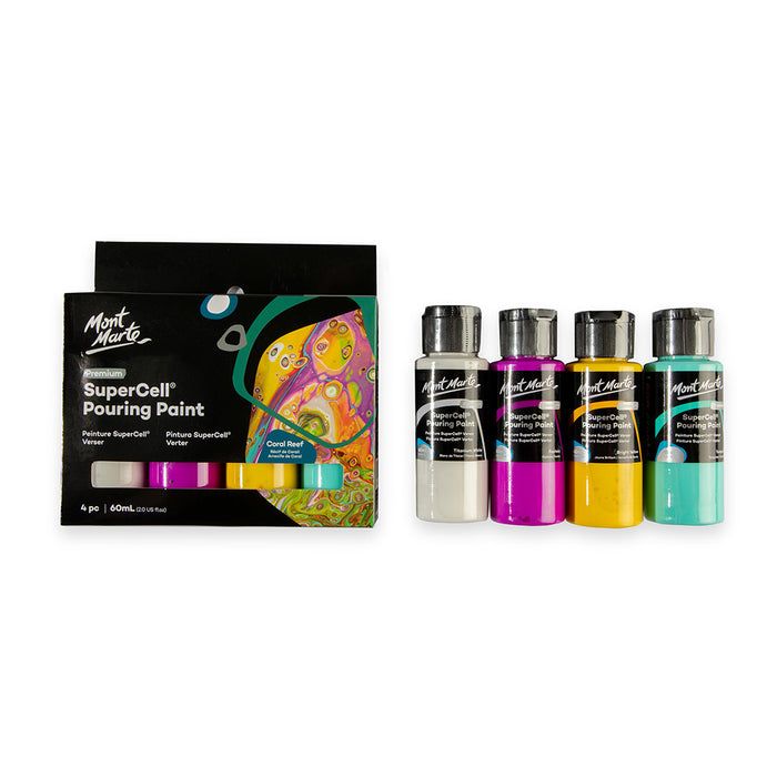 SuperCell Pouring Paint Set Premium 4pc x 60ml - Coral Reef
