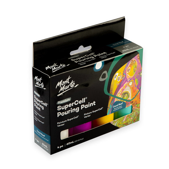 SuperCell Pouring Paint Set Premium 4pc x 60ml - Coral Reef
