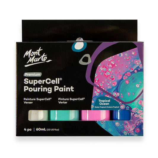 SuperCell Pouring Paint Set Premium 4pc x 60ml - Tropical Ocean