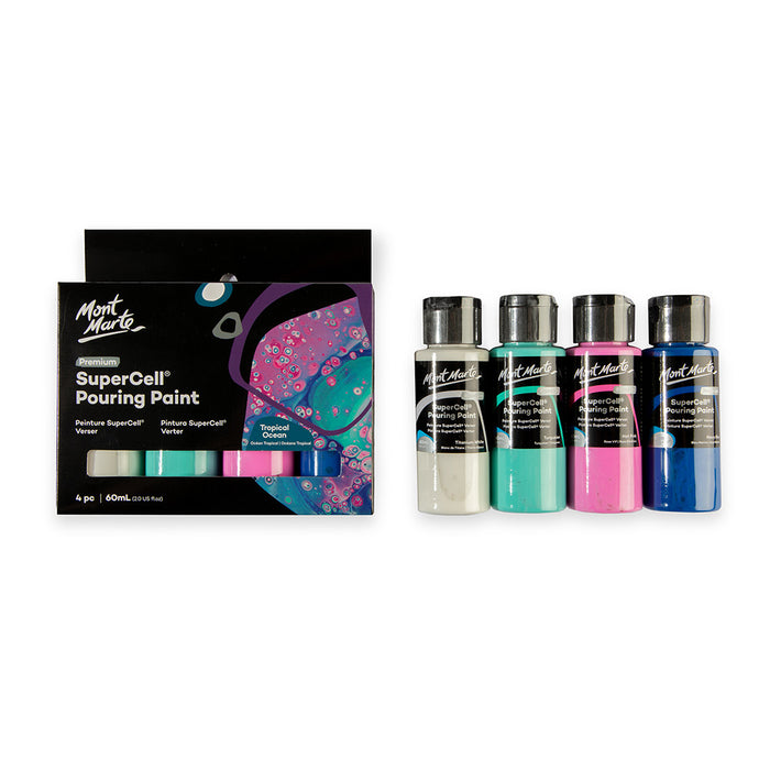 SuperCell Pouring Paint Set Premium 4pc x 60ml - Tropical Ocean