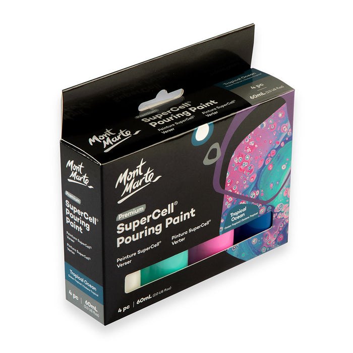 SuperCell Pouring Paint Set Premium 4pc x 60ml - Tropical Ocean