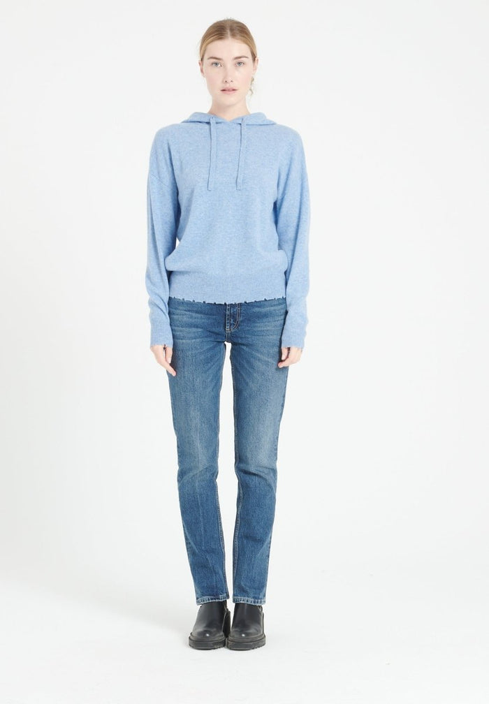 MIA 16 Sweat à capuche en cachemire avec finitions ciselées bleu ciel