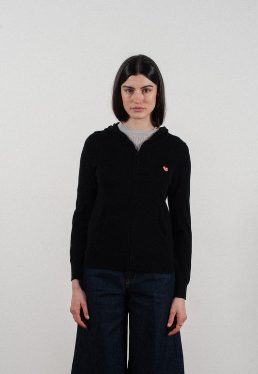 Sweat à capuche femme en cachemire et laine ultrafin noir - FRIDA 11