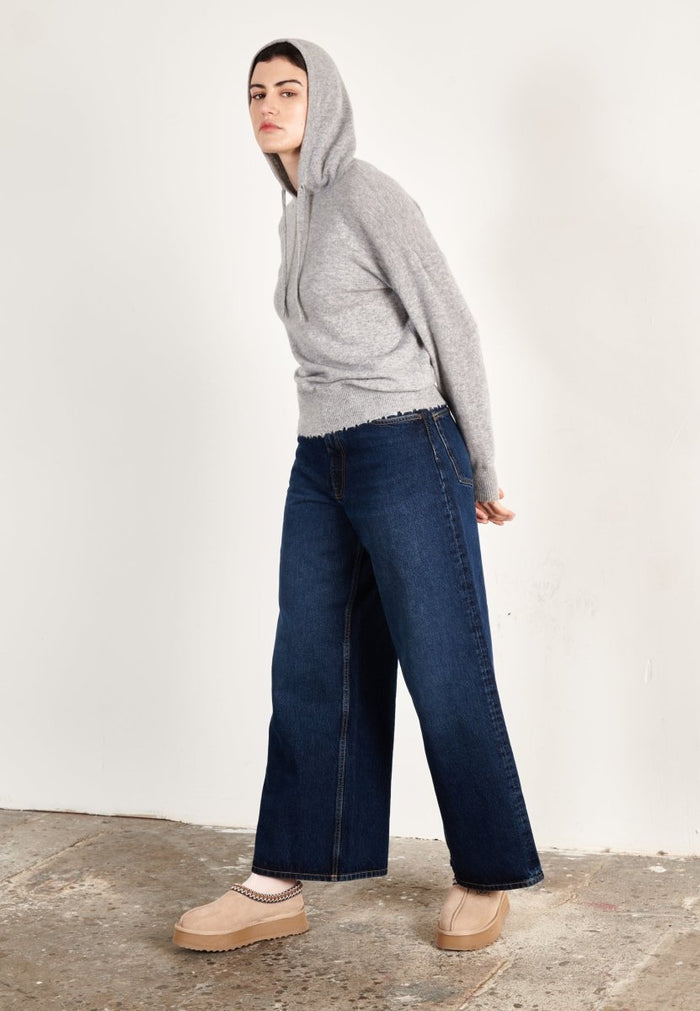 Sweat à capuche cachemire gris clair femme - MIA 16