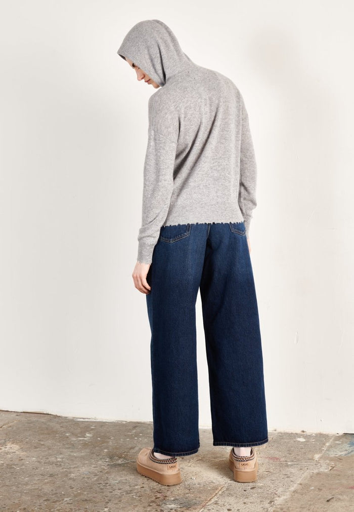 Sweat à capuche cachemire gris clair femme - MIA 16