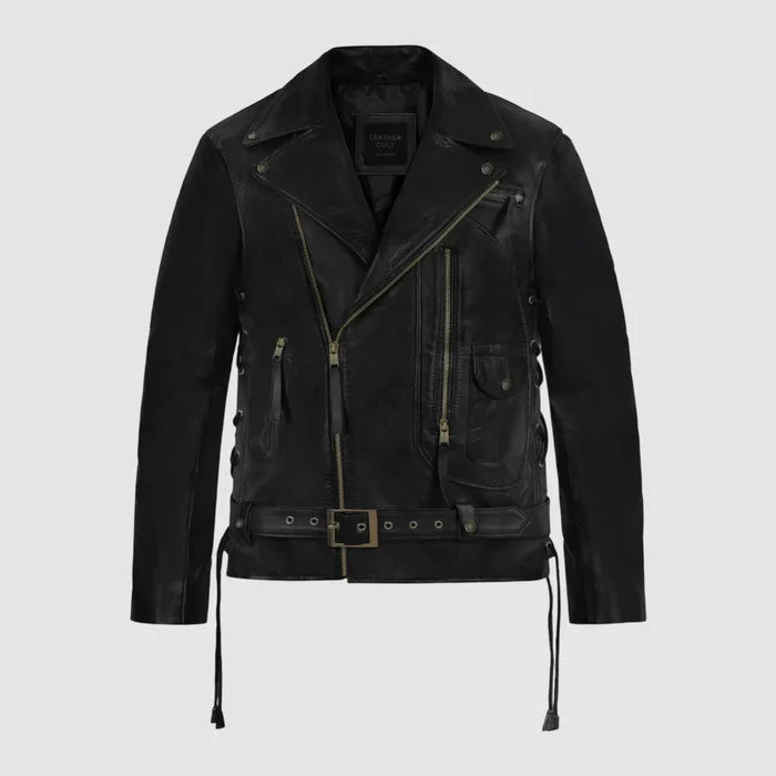 Terminator 2 Black Biker Leather Jacket for Men