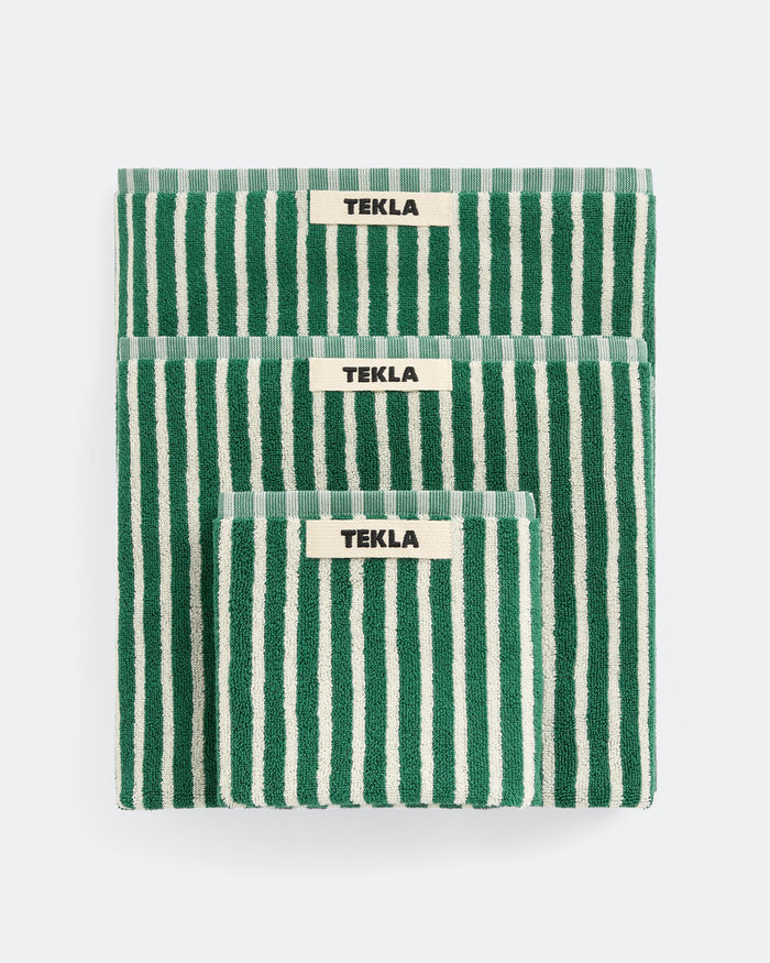 Terry Towel - Teal Green Stripes