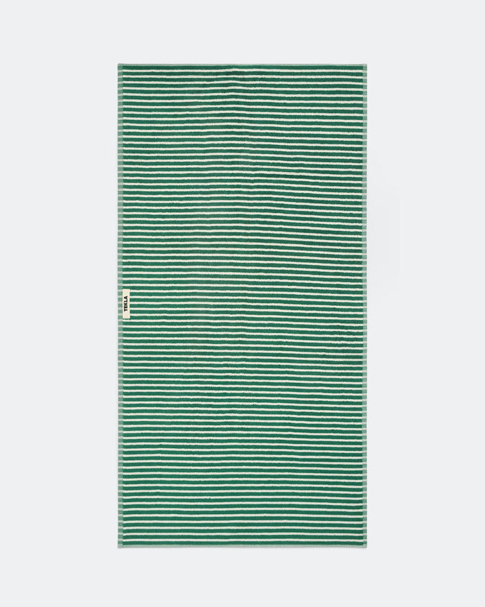 Terry Towel - Teal Green Stripes