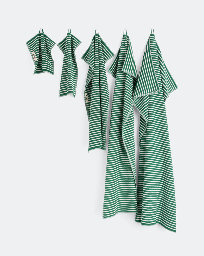 Terry Towel - Teal Green Stripes