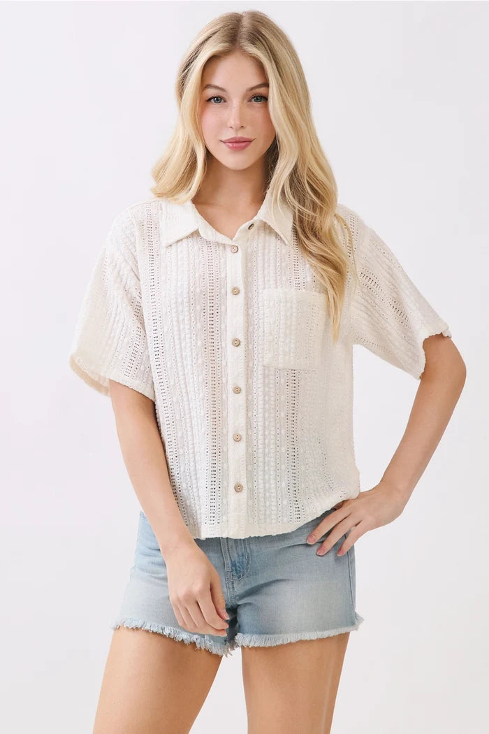 Textured Button-Up Shirt