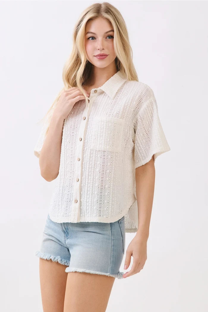Textured Button-Up Shirt