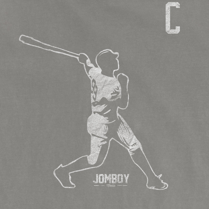Outline of a baseball player swinging a bat, with "JOMBOY" and "Media" text below, on a gray background.