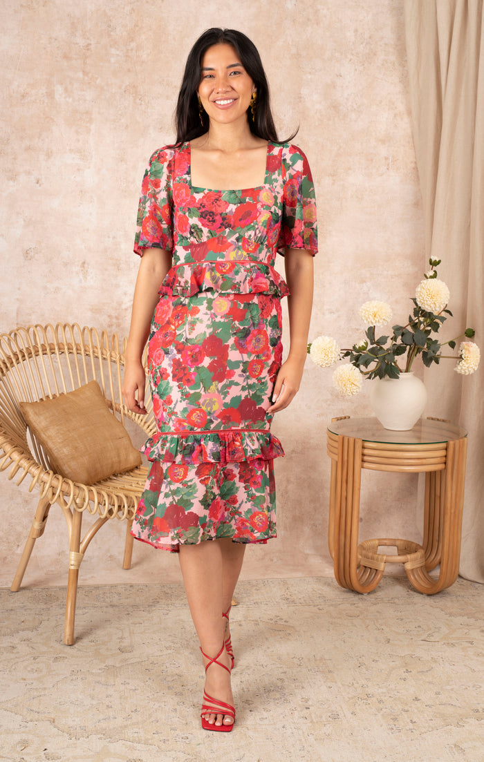 Floral dress for wedding guest