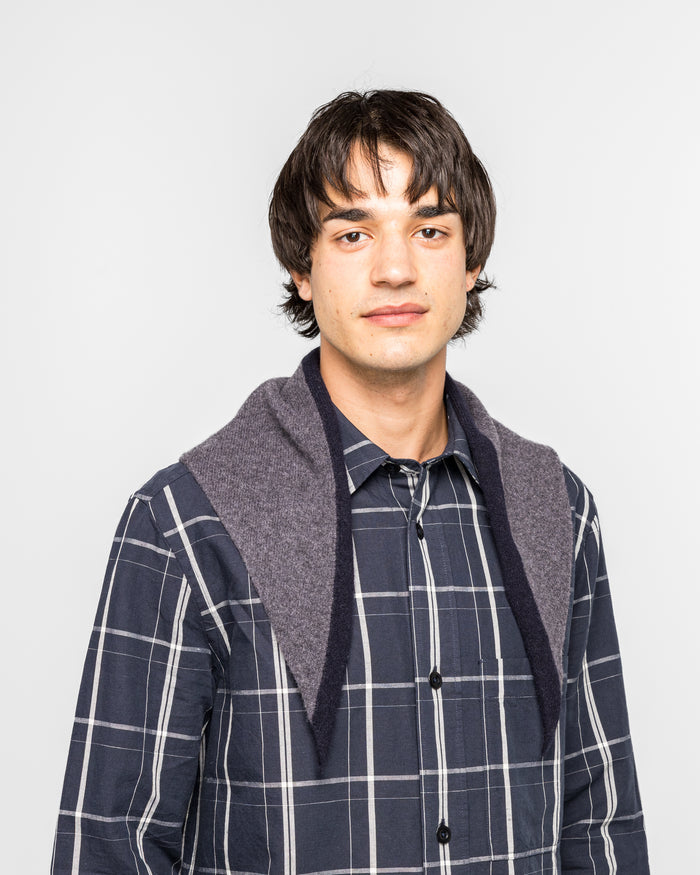 Tipped Scout Scarf - Grey/Ink Lambswool