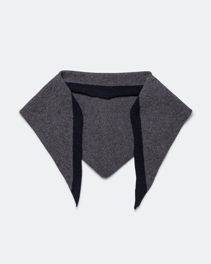 Tipped Scout Scarf - Grey/Ink Lambswool