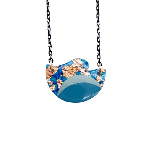 Tonn sgraffito necklace in turquoise/blues/rose-gold