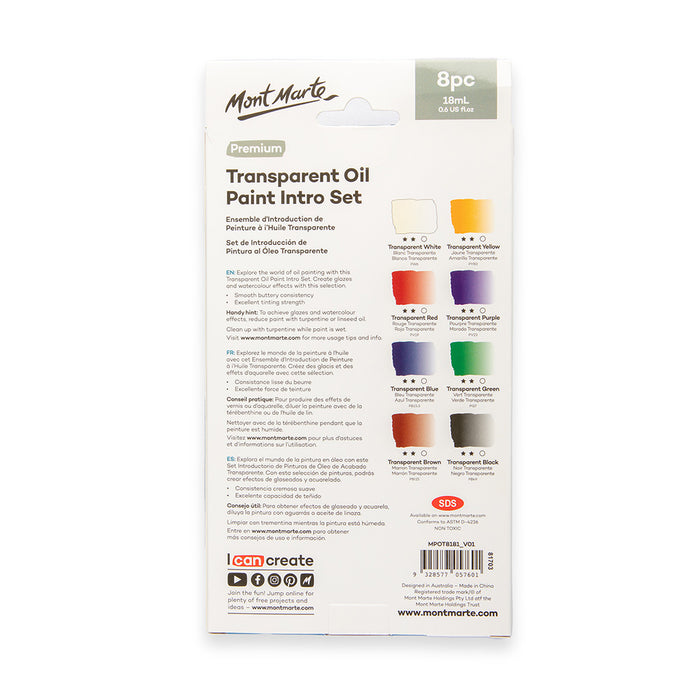 Transparent Oil Paint Intro Set Premium 8pc x 18ml