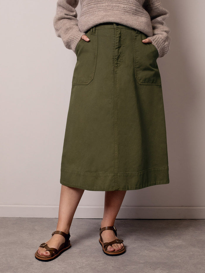Twill A-Line Skirt