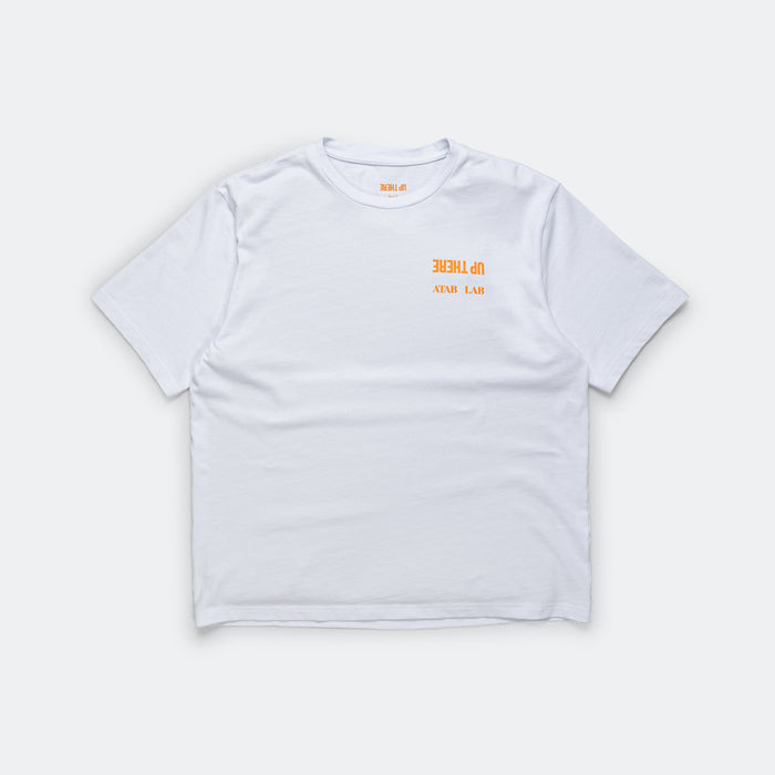 UP THERE X ATAB Lab 'Chess Man' Tee - White/Tangelo