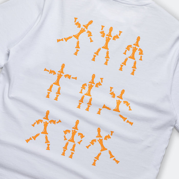 UP THERE X ATAB Lab 'Chess Man' Tee - White/Tangelo