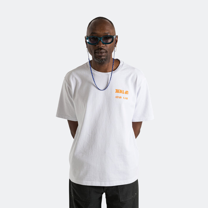 UP THERE X ATAB Lab 'Chess Man' Tee - White/Tangelo