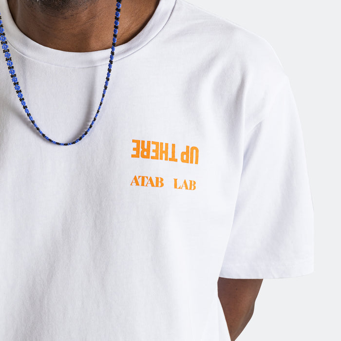UP THERE X ATAB Lab 'Chess Man' Tee - White/Tangelo