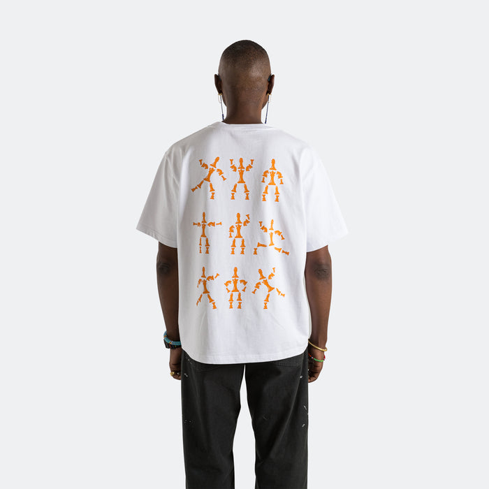 UP THERE X ATAB Lab 'Chess Man' Tee - White/Tangelo