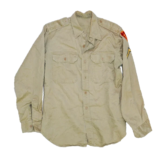 US Army Khaki Long Sleeve Service Dress Shirt - Small - US Army Surplus - Service Shirts