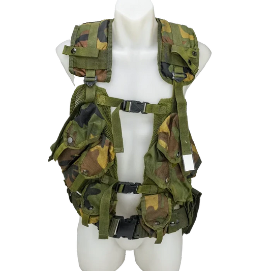 USGI 1st Gen Woodland Load Bearing Vest w/ Belt - Medium - Film Production Used - Combat Vests & Rigs