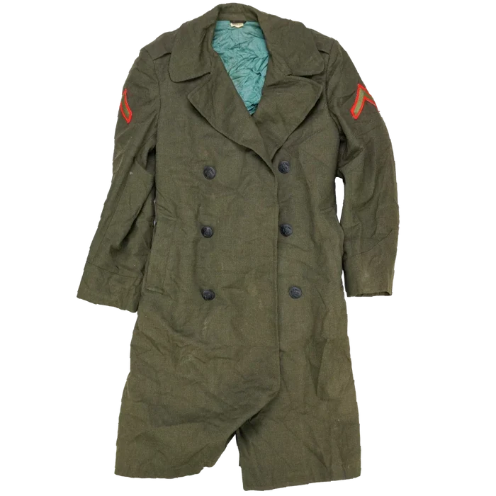 USMC Olive Wool Overcoat - 36S, Small - USMC Surplus - Great Coats