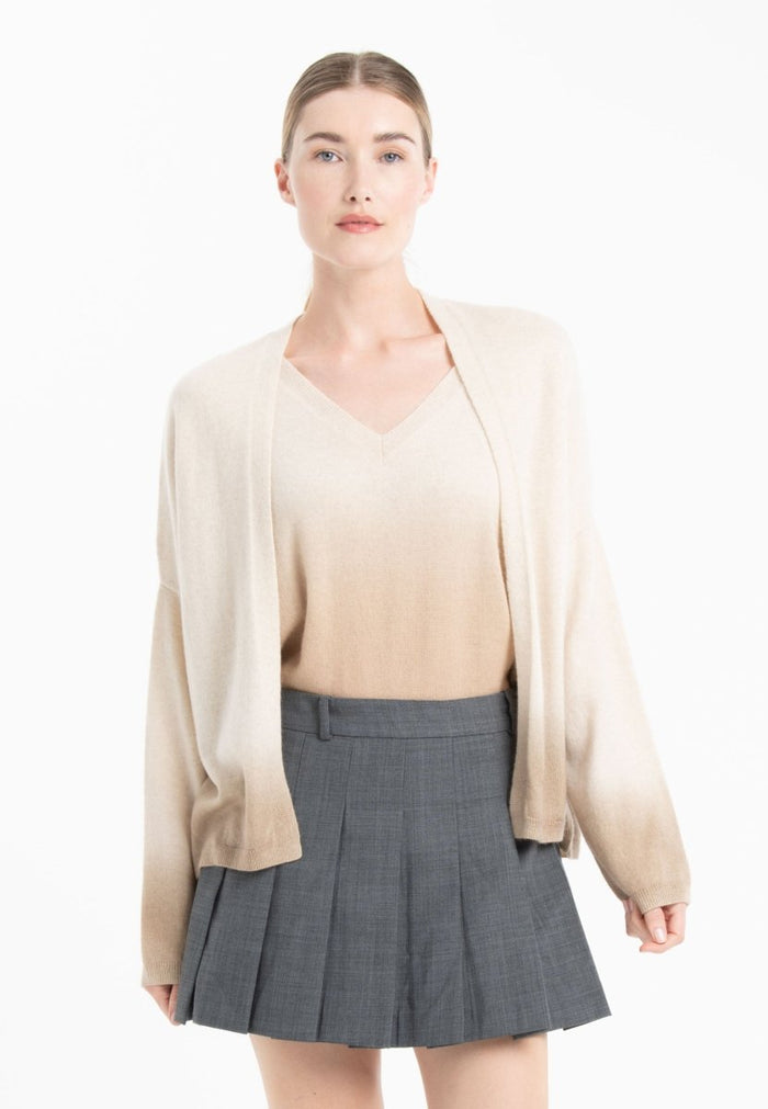 Gilet cachemire beige clair/beige foncé femme - NAMI 12