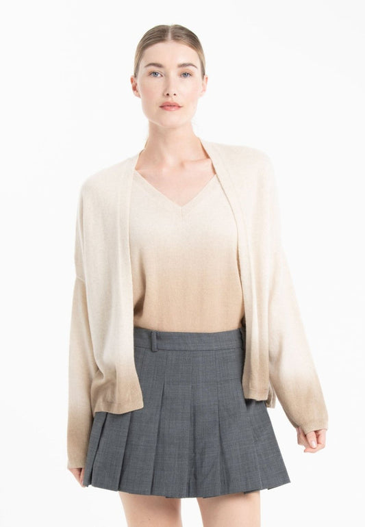 Gilet cachemire beige clair/beige foncé femme - NAMI 12