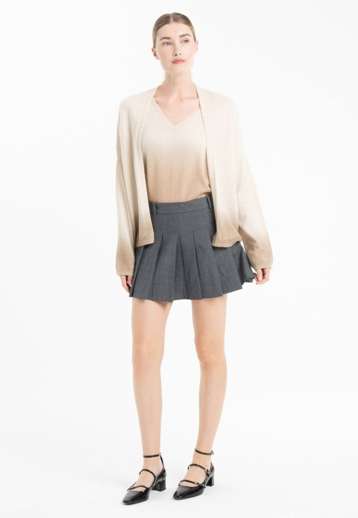 Gilet cachemire beige clair/beige foncé femme - NAMI 12