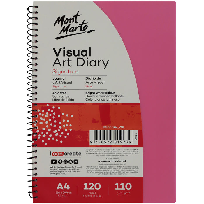 Visual Art Diary Signature A4 120 Pages 110gsm - Pink