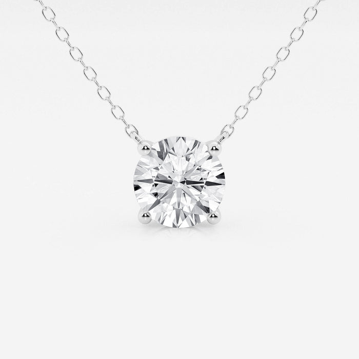 VossAgin - 2.00 CTW Lab Grown Round F/G VS1 Diamond Floating Solitaire Pendant in 14K White or Yellow Gold – AGI Certified - White Gold