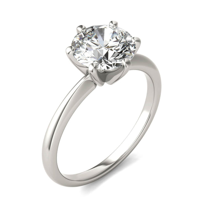 VossAgin - 2 CTW Round Lab Grown Diamond Six Prong Solitaire Engagement Ring - G-VS Clarity, AGI Certified, 14K White Gold - 8.5