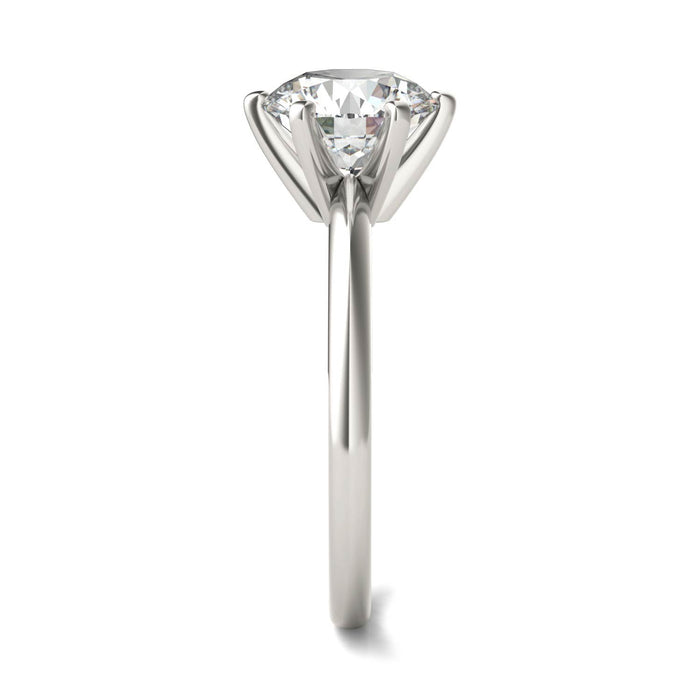 VossAgin - 2 CTW Round Lab Grown Diamond Six Prong Solitaire Engagement Ring - G-VS Clarity, AGI Certified, 14K White Gold - 8.5
