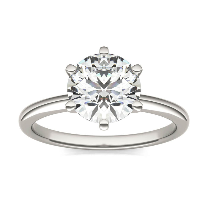VossAgin - 2 CTW Round Lab Grown Diamond Six Prong Solitaire Engagement Ring - G-VS Clarity, AGI Certified, 14K White Gold - 8.5
