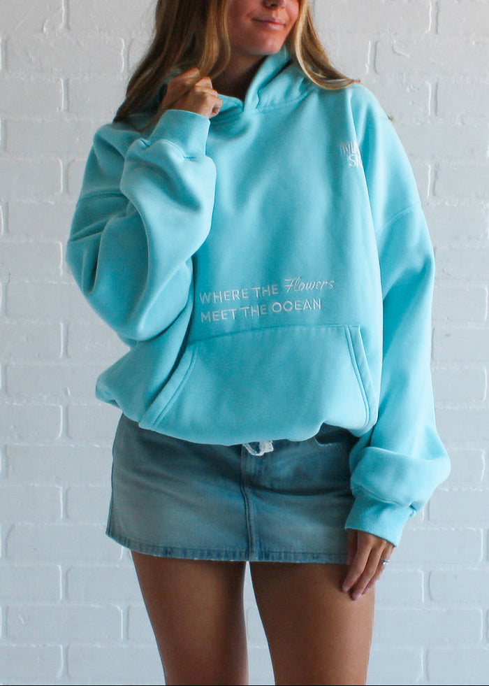 Where the Flowers Meet the Ocean Hoodie (Turquoise)
