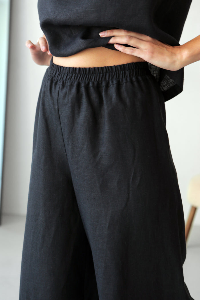Wide-Leg Linen Pants ACAI in Black