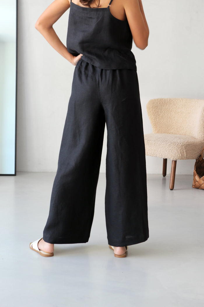 Wide-Leg Linen Pants ACAI in Black